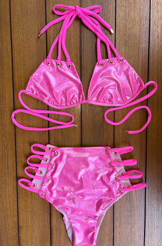 Cynababy Swimwear Sparkly Embellished Triangle Swimsuit Set - Seafoam Large (36C-34D) / Medium (5-6) / Moderate